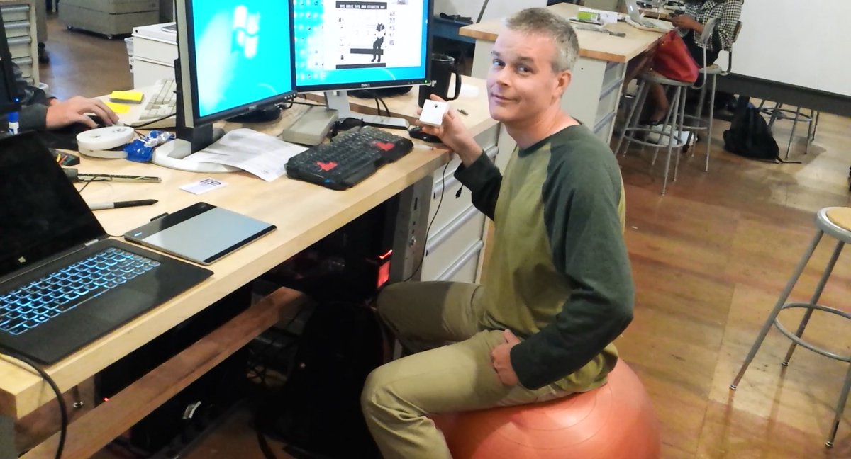 There is no better way to get things done than on a Yoga Ball. David is working hard while practicing his zen. ✌🏼