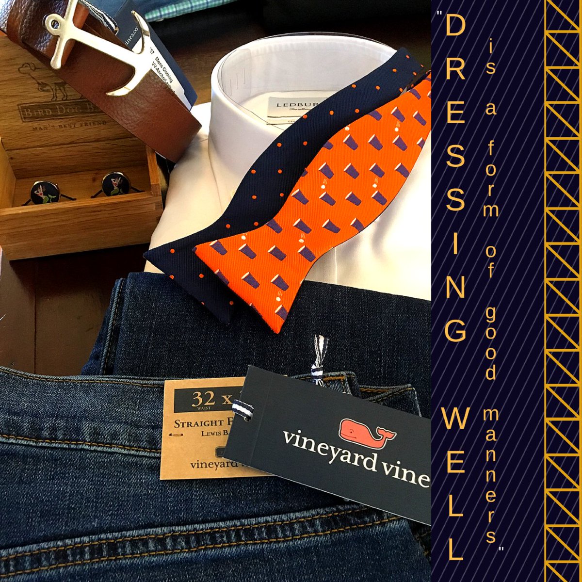 Lowe_Tide's tweet photo. "Dressing well is a form of good manners"
-Tom Ford

Dress your gent well in the Southern Tide Beer Pong Bow Tie, Bird...
#ShopLoweTide #MCM https://t.co/h3CNmGajty
