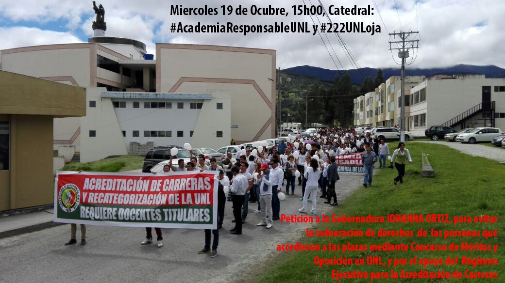 rvillamagua1's tweet photo. Invitamos a la comunidad universitaria responsable a venir a Gobernación 19-O, para recuperar la institucionalidad del alma máter #222UNLoja https://t.co/pZHV5rNFfv