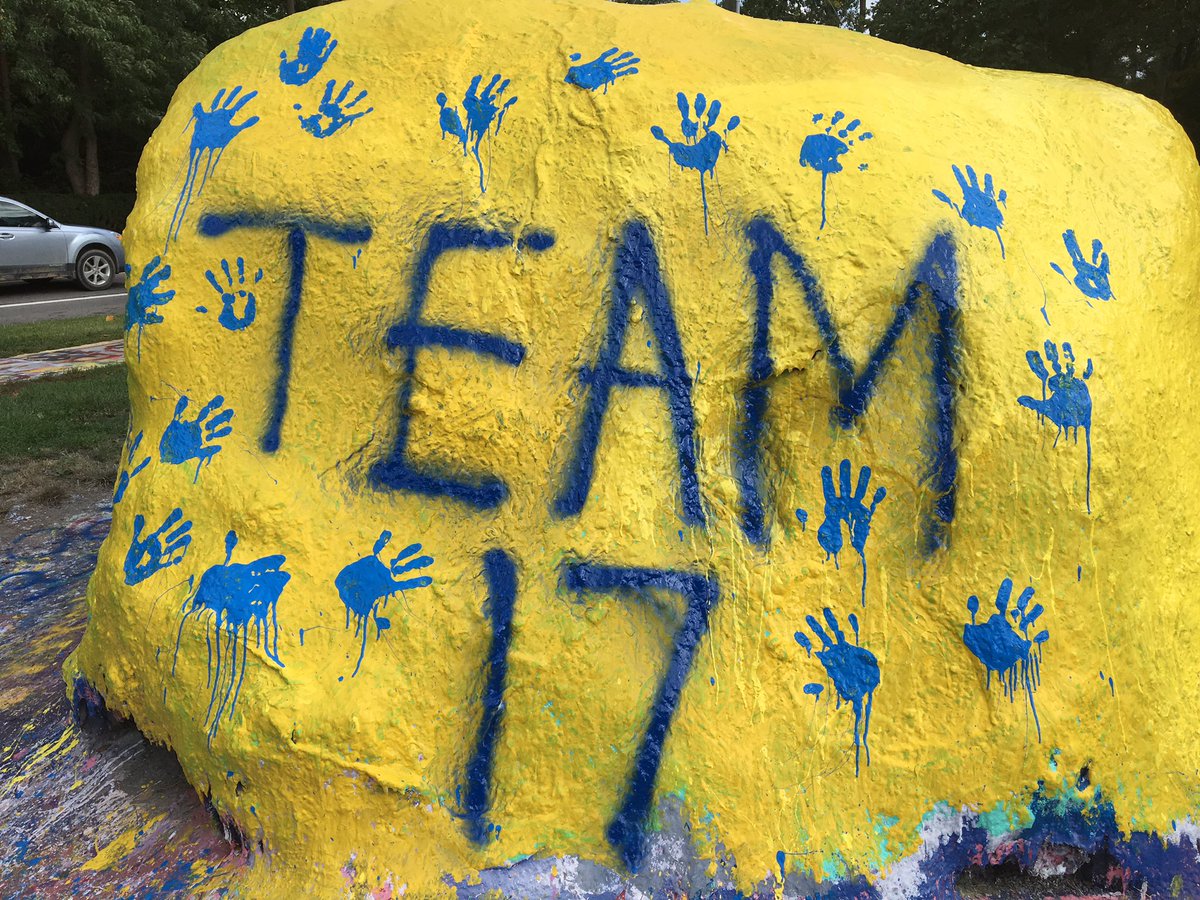UMichWaterPolo's tweet photo. The team did some good work on the rock today. It never looked so good. #GoBlue https://t.co/cZv9PjrF49