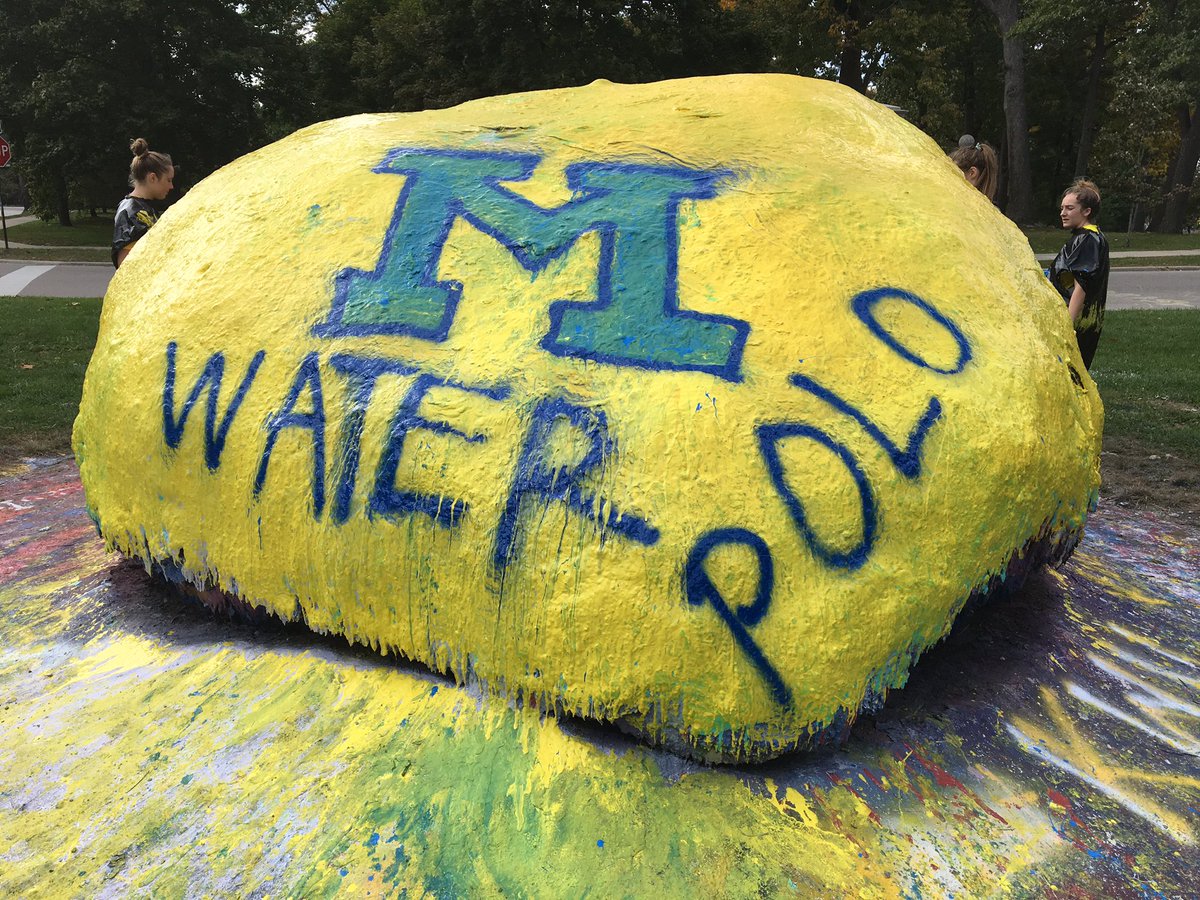 UMichWaterPolo's tweet photo. The team did some good work on the rock today. It never looked so good. #GoBlue https://t.co/cZv9PjrF49