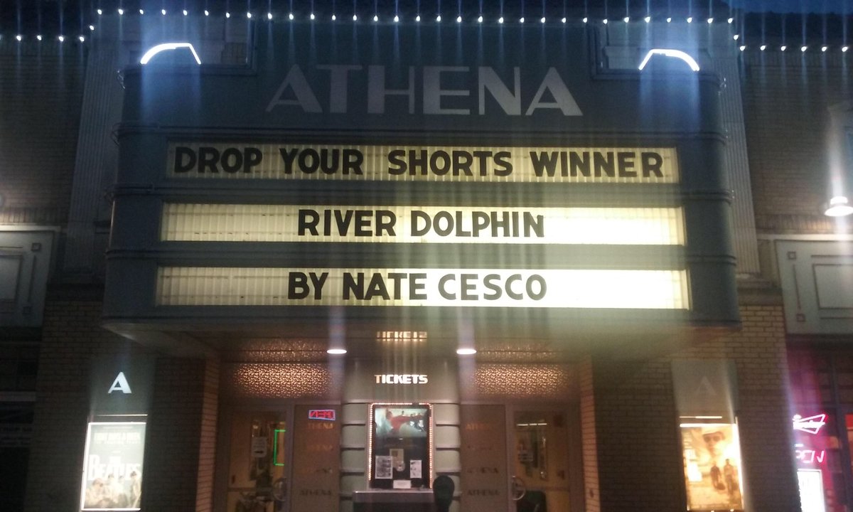 AthenaCinema's tweet photo. Congrats to Nate Cesco for River Dolphin, the top-voted short from #DropYourShorts last night! https://t.co/vm9p48tO5u