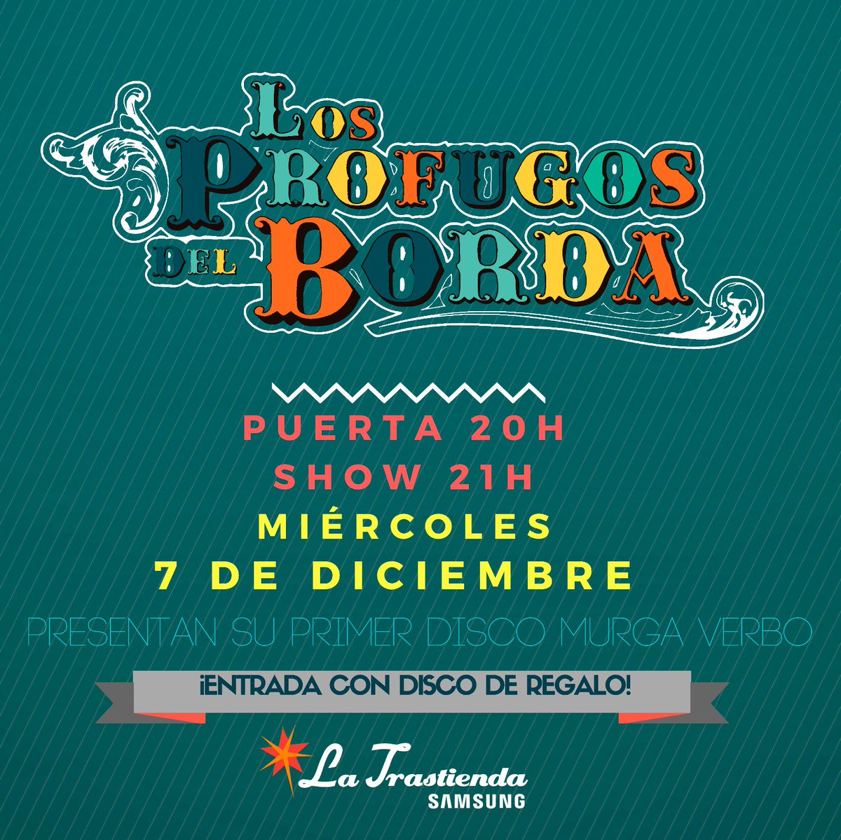 Profugos_Borda's tweet photo. @Profugos_Borda PRESENTA #MurgaVerbo en @LaTrastiendaBA Conseguí tu entrada https://t.co/pu3afBf1ys https://t.co/pGmk7wizjz y #MandaleBombo https://t.co/xbT1PPMCQe