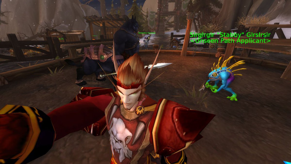 chiphoof's tweet photo. Things you don't expect to see in Legion, part 1: Cat-taur vs. Murloc #selfie #Warcraft https://t.co/sL89lwNxaP
