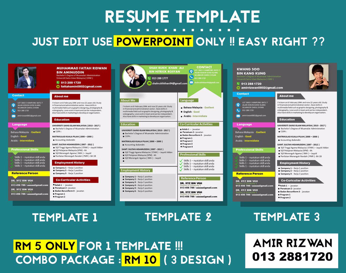 Amir Rizwan On Twitter Jom Dapatkan Template RESUME Yang Menarikboleh Edit Pakai POWERPOINT JE Murah2 Amir Rizwan On Twitter Jom Dapatkan Template RESUME Yang Menarikboleh Edit Pakai POWERPOINT JE Murah2