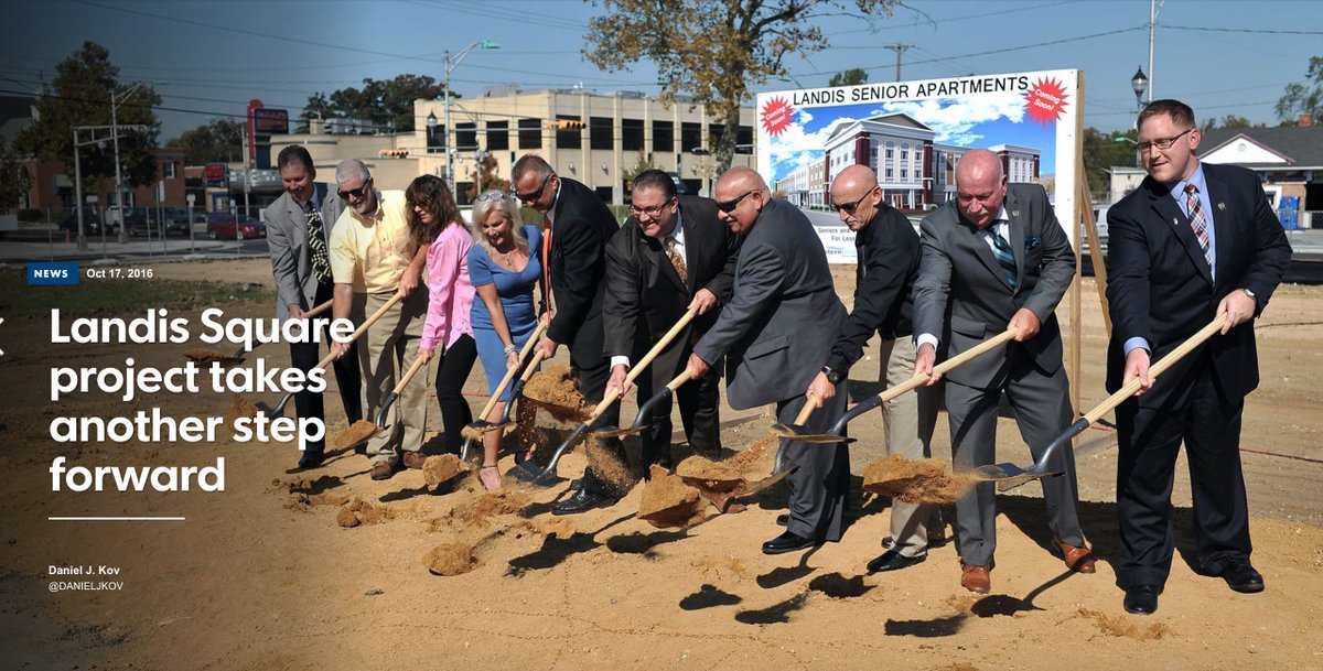 WATCH/STORY: "Four score &amp; seven years ago..." jokes developer Hans Lampart. Ground finally broken at Landis Square vineland.dj/2dJV9yE