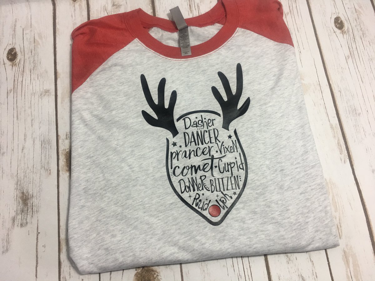 BowBowsCreation's tweet photo. Rudolph Reindeer Raglans available in my #etsy shop https://t.co/RpNzGTD8j6