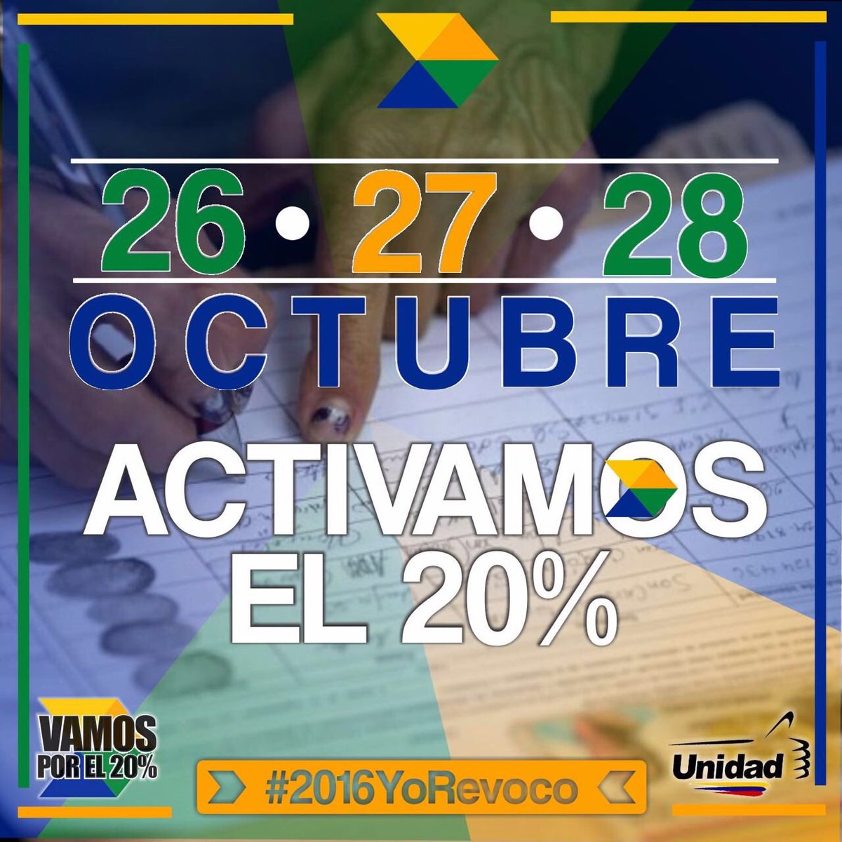 RichardFermin's tweet photo. Este 26,27y 28 de Octubre tienes la oportunidad de ser protagonista del Cambio! #2016YoRevoco #ElCambioEsPosible https://t.co/4I1eaDSka7