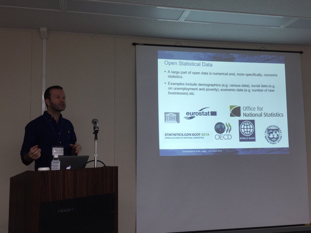 rtroncy's tweet image. @kalampokis is introducing the #semstats workshop with a review of Linked Data Cubes research so far #iswc2016