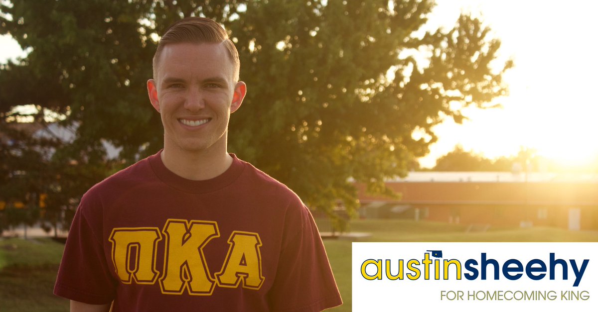 Central_PIKE's tweet photo. Vote Austin Sheehy for Homecoming King from October 31st-November 2nd. #VoteSheehy https://t.co/10LbQx3nFX