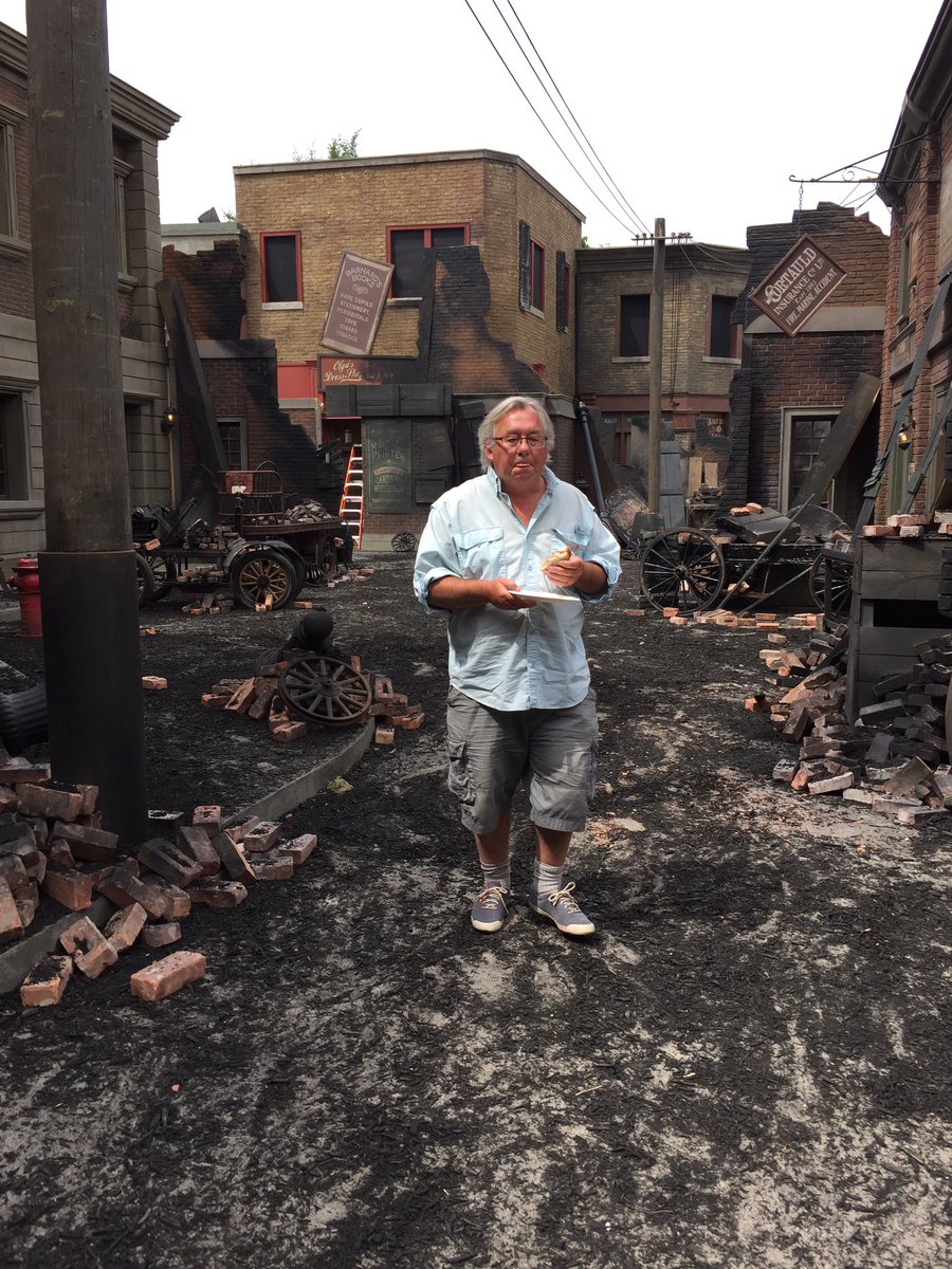 Our <a href="/louford1/">peter mitchell</a> in the debris. <a href="/CBCMurdoch/">Murdoch Mysteries</a> #MurdochMysteries