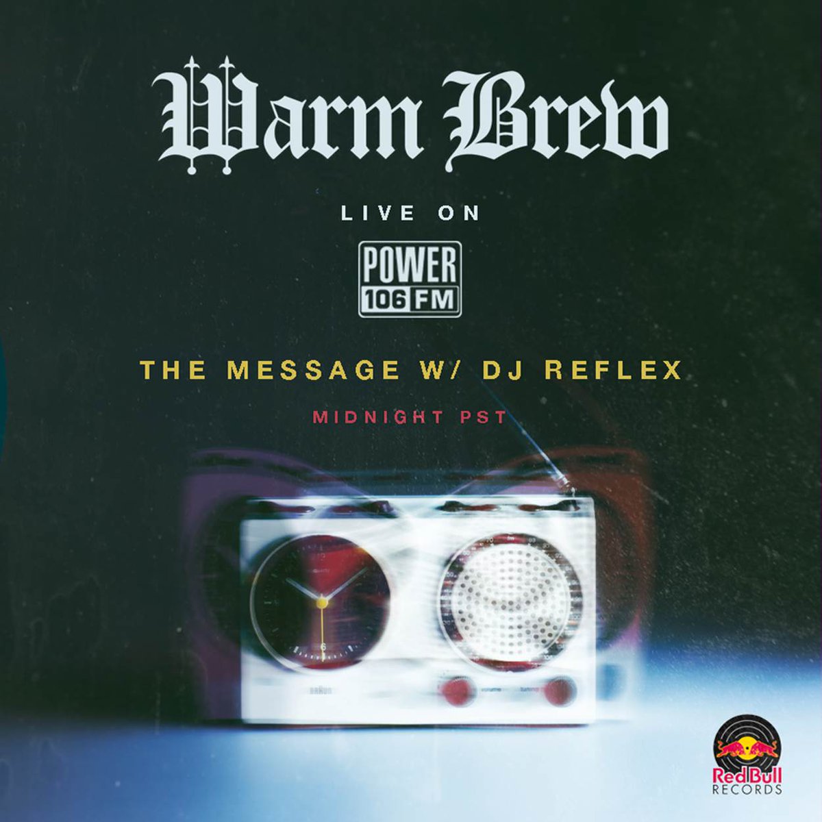 redbullrecords's tweet photo. Almost time! Catch @warmbrew on #TheMessageOnPower @Power106LA w/ @djreflex in 30 minutes!

Listen here: https://t.co/tGNBzEyY3U https://t.co/NChRbTUX84