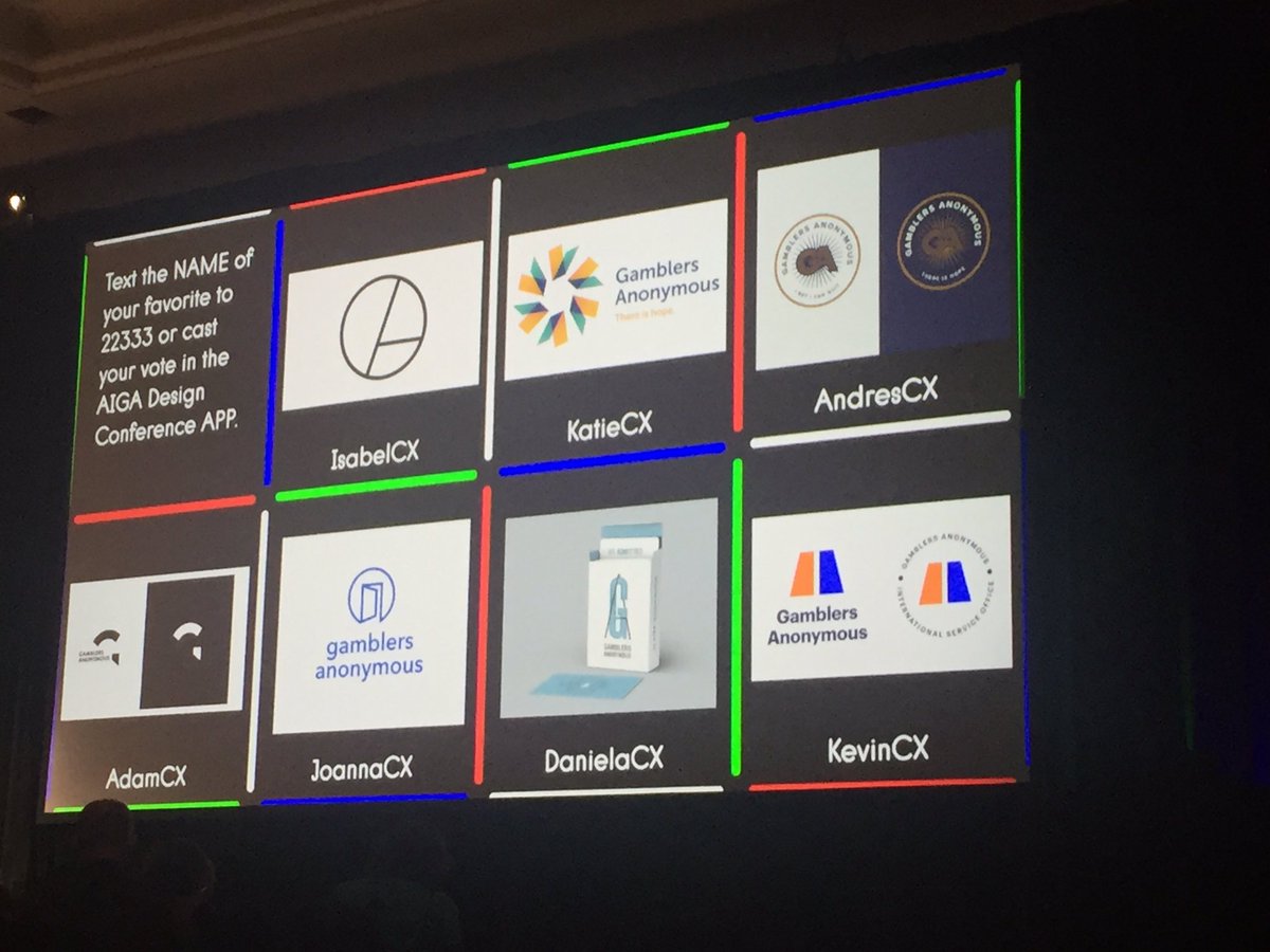 dianholton's tweet photo. #AIGAdesignconf CommandX challenge: redesign the Gamblers Anonymous logo. Vote now for your favorite. https://t.co/4zolaerWsR