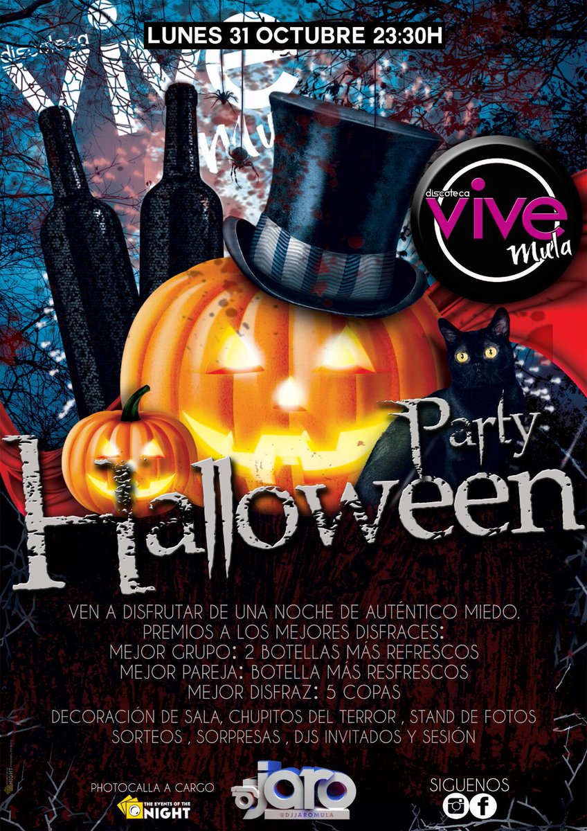 NOCHE DE HALLOWEEN en <a href="/ViveMulaDisco/">DISCOTECA VIVE MULA</a> Lunes 31 de Octubre 00:30h con <a href="/Djjaromula/">DJ.JARO /OFICIAL</a>