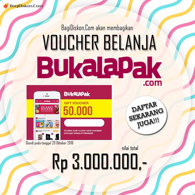 BagiDiskonCom's tweet photo. Waktunya #SelasaBeraksi menangin undian berhadiah #voucherbelanja 3juta yg akan diundi pada 20 Okt 2016 daftar ke: https://t.co/6s6iGdgZBT https://t.co/cTbxy1vDY9