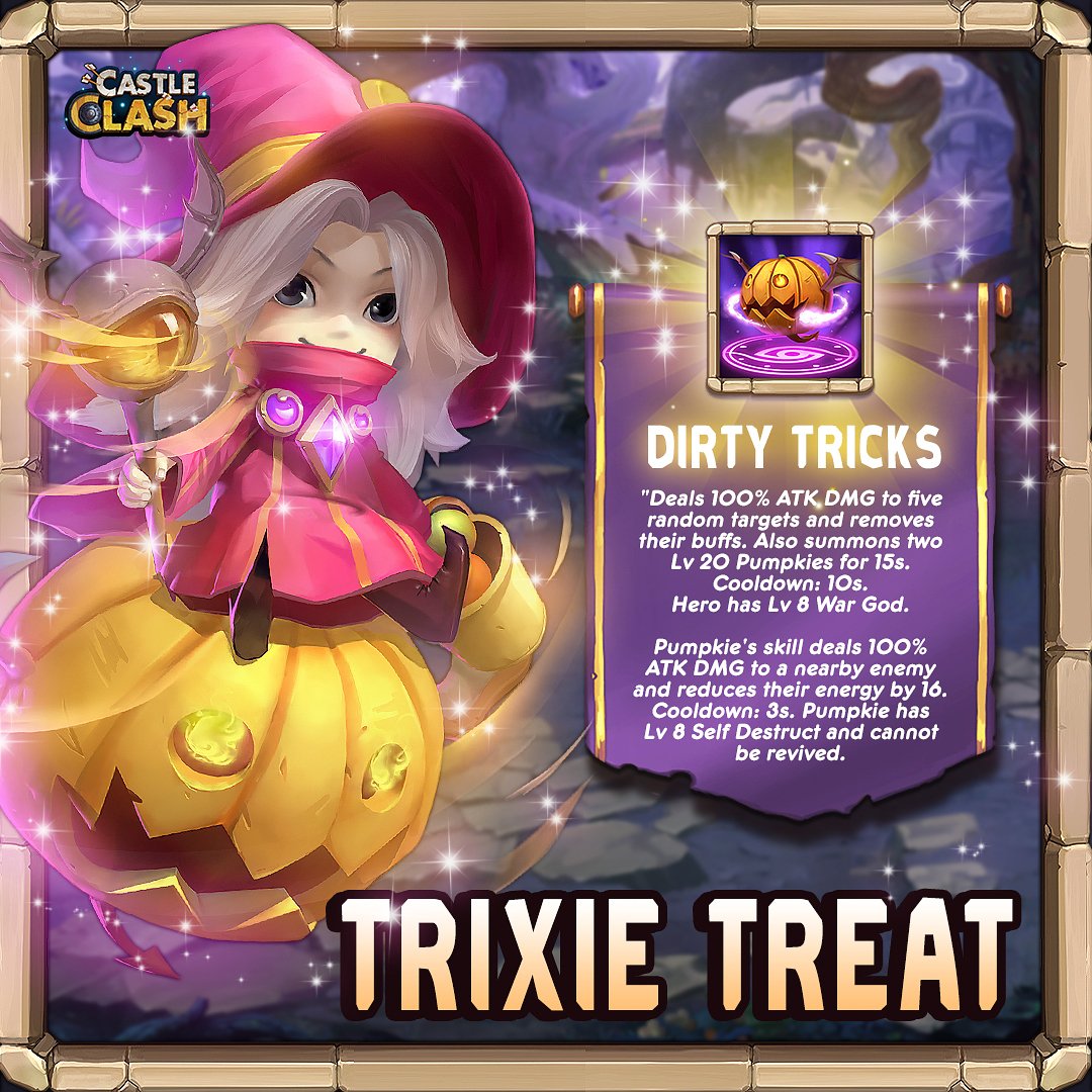 CastleClashIGG's tweet photo. Clashing Pumpkins! #TrixieTreat's got some Dirty Tricks up her sleeve. Like + RT to make that update come faster! https://t.co/mxnRJaoKCw