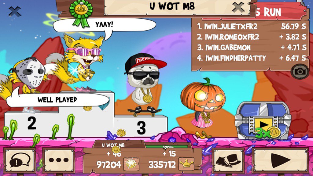 D1AMONDSFR2's tweet image. I just beat a golden fox! #funrun2 #ROMEOxFR2 #Gabemon #FindherPatty