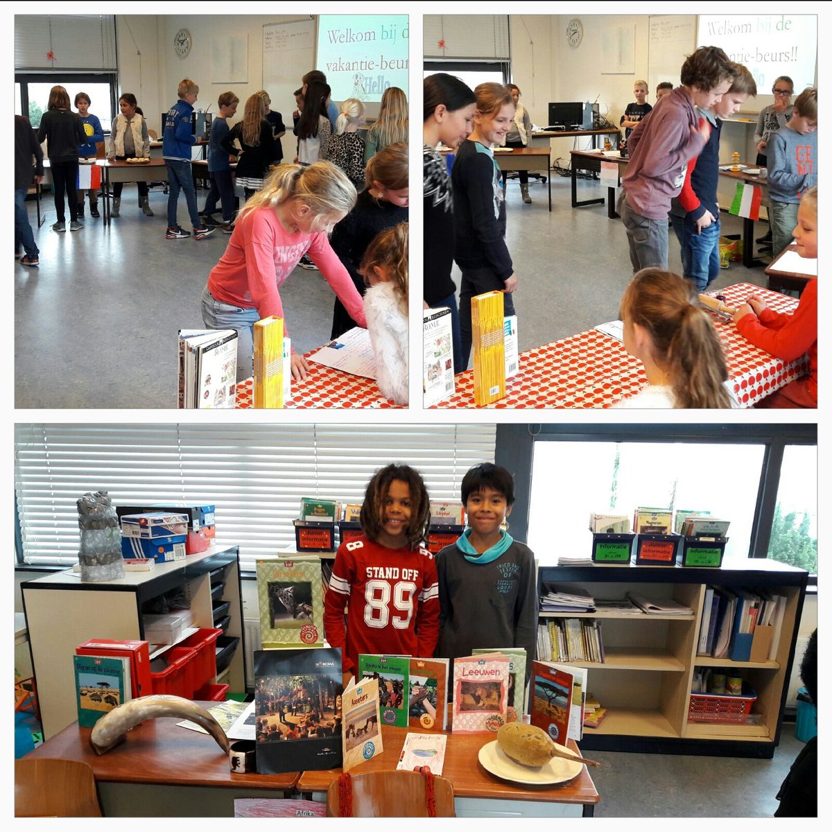 Groep 6 sluit het thema "IK" op reis af met een vakantiebeurs voor groep 8!