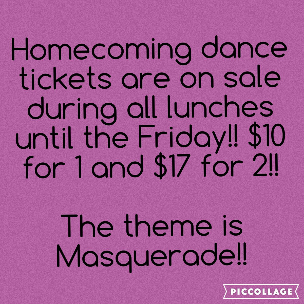 stucofhhs's tweet photo. Everybody buy your tickets!! The dance is on Saturday October 29th!!! https://t.co/UEFslPViog