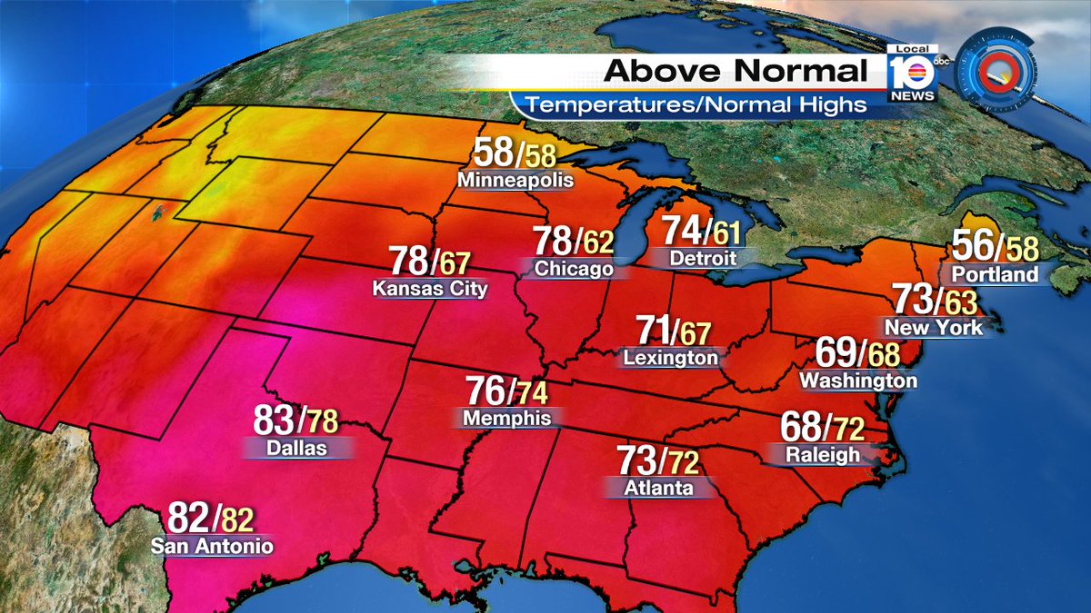 Ahead of cold front @TrentAricTV is tracking the temps are WAY ABOVE normal highs even as we approach midnight https://t.co/XX86p1onr4