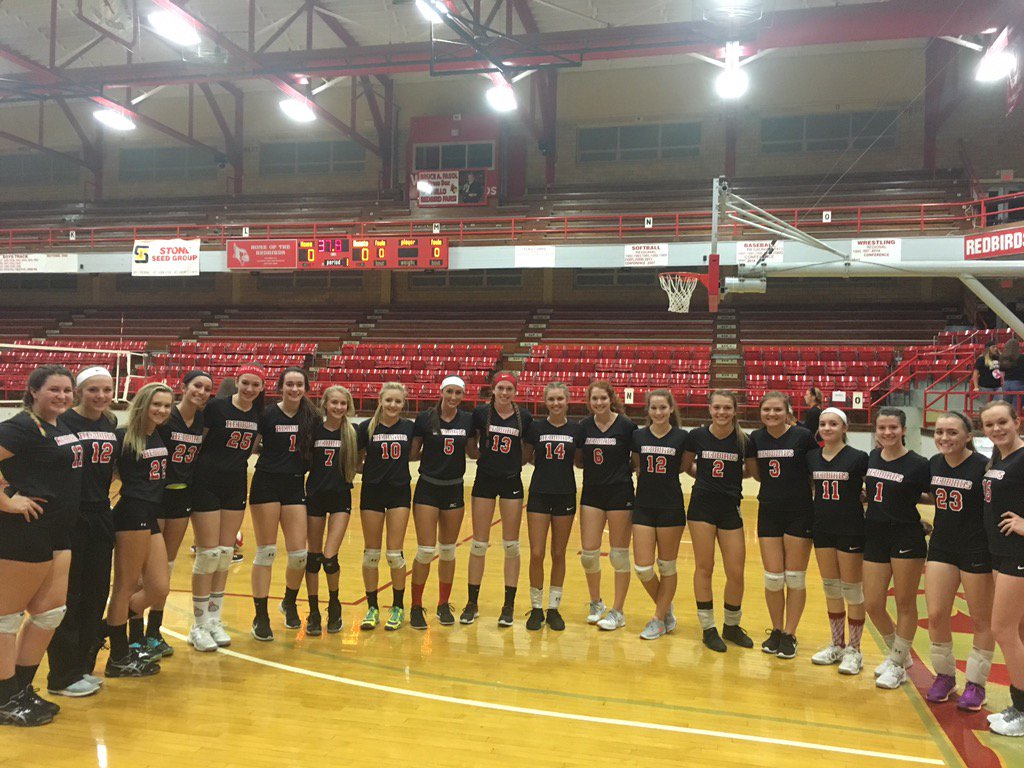 WFRedbirdsVB's tweet photo. BLACKOUT CANCER GAME #wfredbirds https://t.co/IQgxBHYOSA