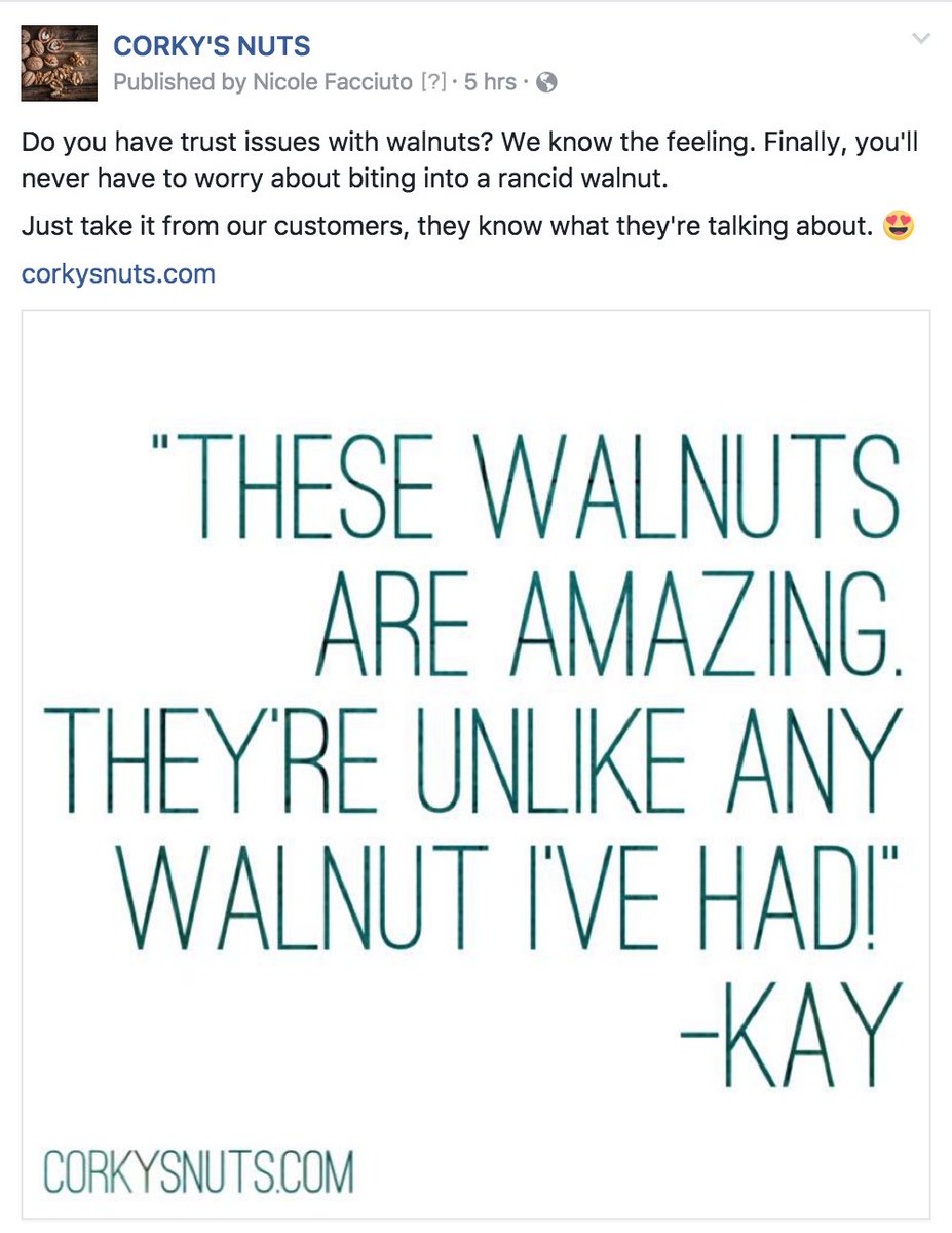 MyResourceGuy's tweet photo. If you've only experienced #walnuts via a bag on a store shelf, you haven't experienced walnuts properly. Grab ours! #AddWalnuts @corkysnuts https://t.co/6orzTulnO5