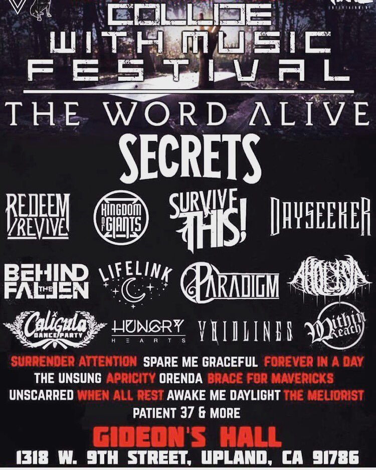 AldoRevive's tweet image. Sunday October 30th! Upland Ca @RedeemRevive w/ @TheWordAlive @SECRETSofficial @kingdomofgiants @dayseekerband @Voidlines + many more 🔥🔥🔥
