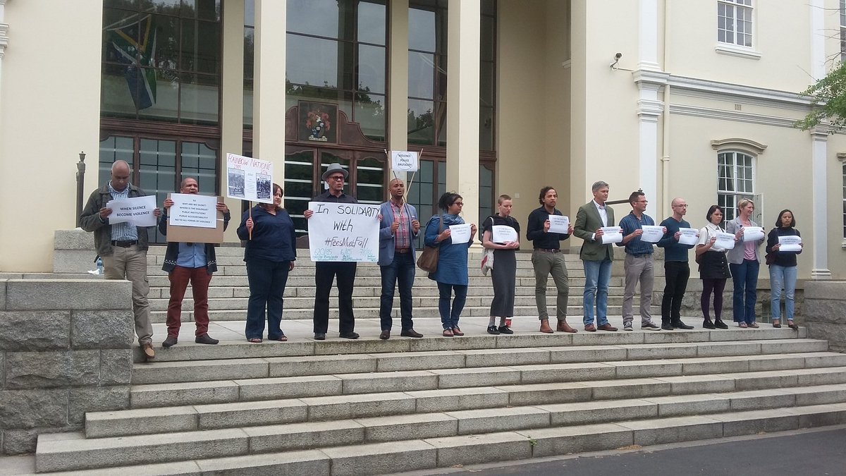 #Stellies Some Academics holding a peaceful protest in solidarity with #FeesMustFall