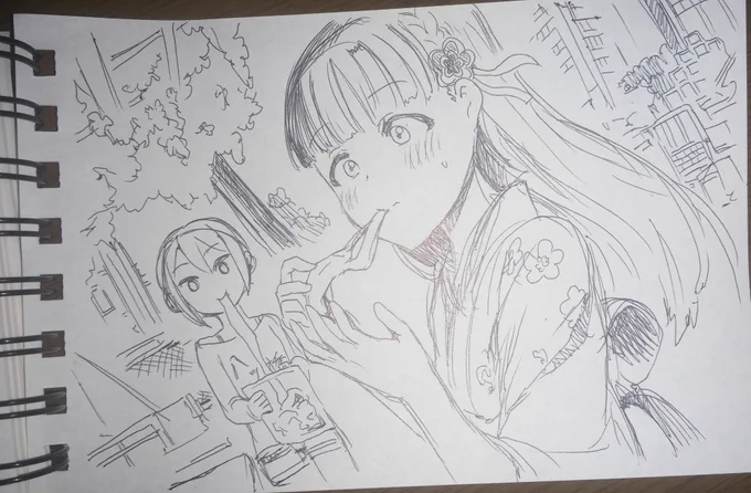 八ツ橋の切れ端に苦戦する紗枝はんと苦戦しない周子 