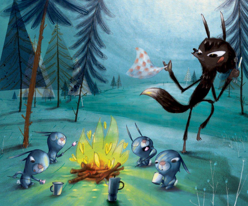 ConnahBrecon's tweet photo. Something tasty is cooking round the camp fire... #WIP #kidlitart #OnceUponAWolf https://t.co/pxJGTFQWvU