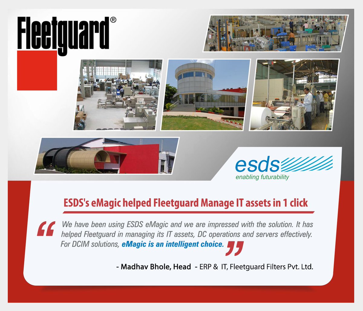 ESDSDataCenter's tweet image. @ESDSDataCenter #eMagic Helped @Fleetguard Manage  #ITassets in 1 Click #DCIMTool