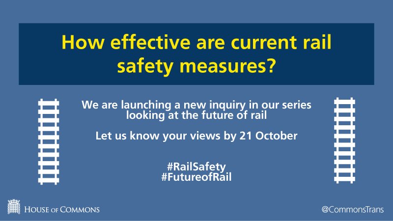 TransportCttee's tweet image. #RailSafety inquiry - deadline for written evidence is this Friday. Find out more: goo.gl/U9g6iV