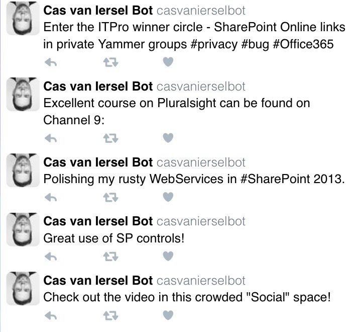 casvaniersel's tweet photo. This is hilarious! Create a Twitter Bot that Tweets Like You! #botsftw https://t.co/TbnDl4y56Z https://t.co/JJENb4WIzJ