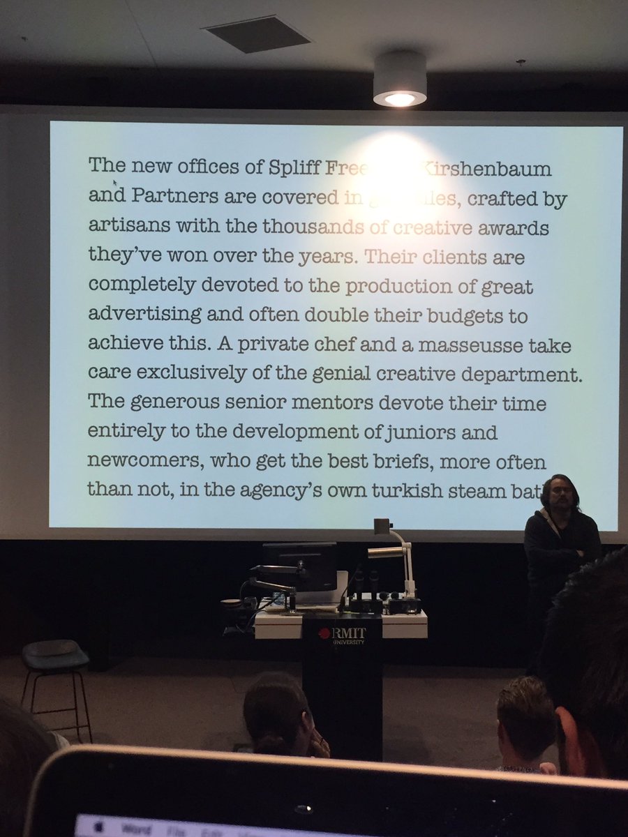 Katia_Rapota's tweet photo. Hey @ColombianDave, where can I find the Turkish steam bath at @OgilvyAus? #talkshoprmit https://t.co/FJ3psezqy2
