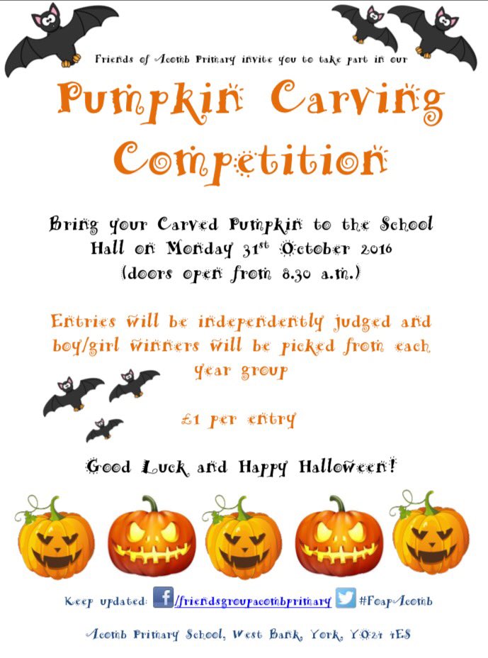 Pumpkin Carving Competition - Monday 31 October- Happy Carving!