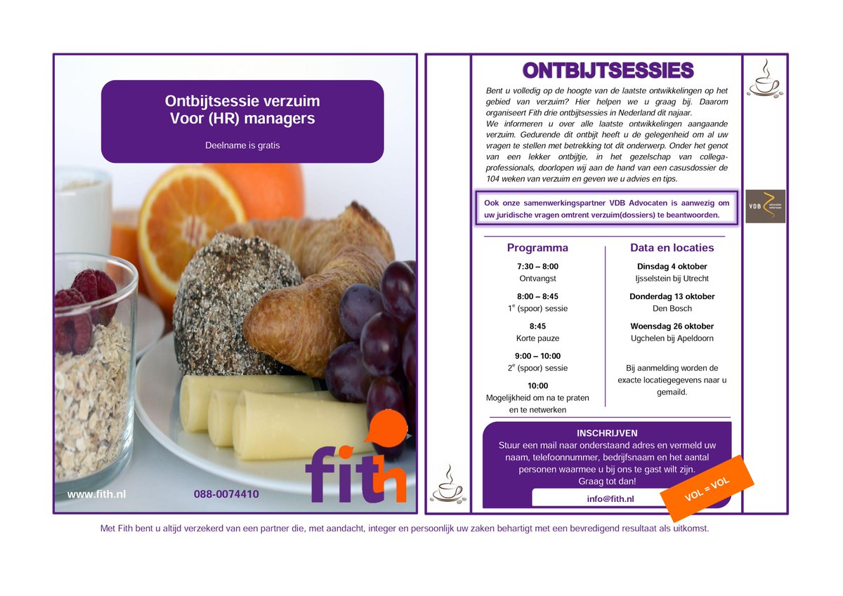 FITHbv's tweet photo. Er zijn nog een paar plaatsen over voor de #ontbijtsessie in #Apeldoorn op 26 oktober! Schrijf je nu nog in! #gratis https://t.co/k93trRFmsG