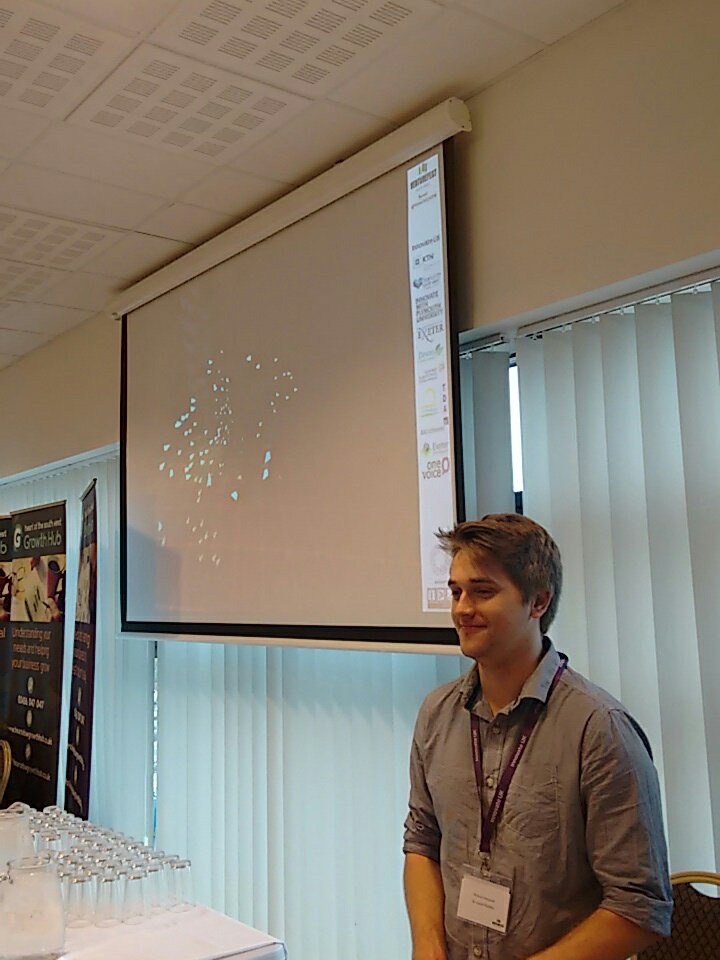 SoGoodStudios's tweet photo. Enjoying the @idatorg visualisation beside our stand at #venturefestSW Super cool! #business #GamesForBetter https://t.co/NvgYO8yfGU