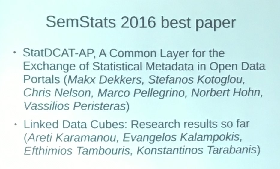 SEMICeu's tweet image. #StatDCAT-AP(joinup.ec.europa.eu/node/147940), developed by @EU_ISA2 &amp;amp; @EU_Eurostat, was presented @ #semstats , and was selected among the best!