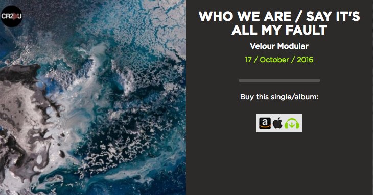 CR2Underground's tweet photo. Thanks to @ihouseu for the support on @velourmodular &amp; @PHON_O's 'Who We Are / Say It's All My Fault' > https://t.co/1WqrcOIIFn https://t.co/fffbwP4ANM