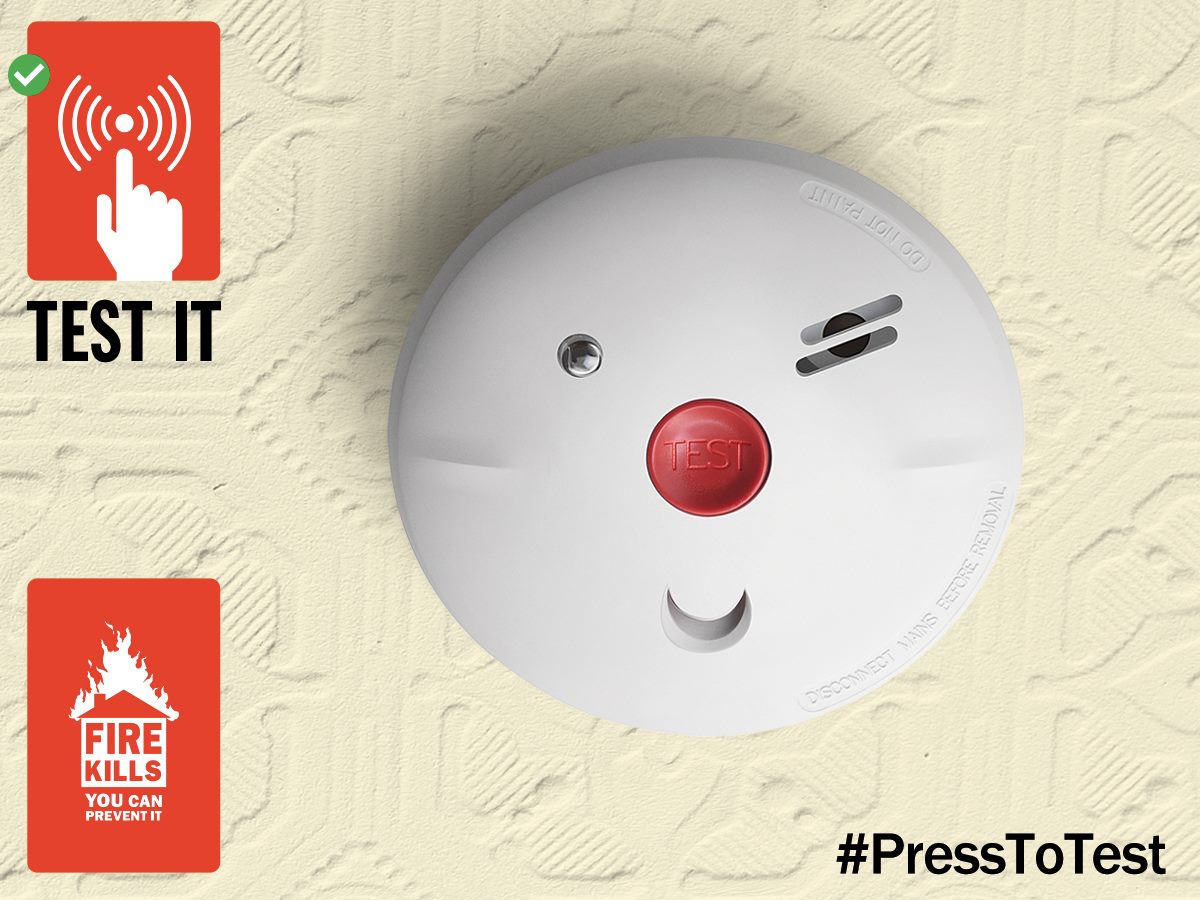 It's #TestItTuesday - please test your smoke alarms to make sure they're in good working order. It could save your life! #presstotest