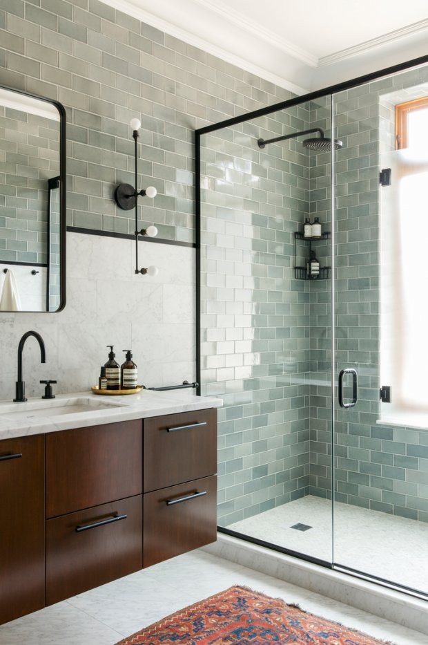 fitzjonespr's tweet photo. We love the blend of contemporary and traditional features in this townhouse bathroom.

(Photo: Dustin Aksland) https://t.co/5aKjlvSNeF