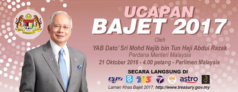 kpkt_gov's tweet photo. Bajet 2017  oleh YAB PM @NajibRazak pada hari Jumaat ini. Tonton live dan kongsi pendapat anda, temujanji Bajet 2017, 21 Okt 4pm. https://t.co/0oHn1lNFJE