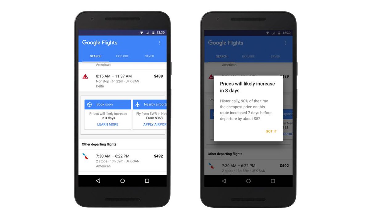 Gizmodo's tweet photo. Google now tells you the best time to book your flight https://t.co/BxQqgqOqtG https://t.co/uLnY1maXXW
