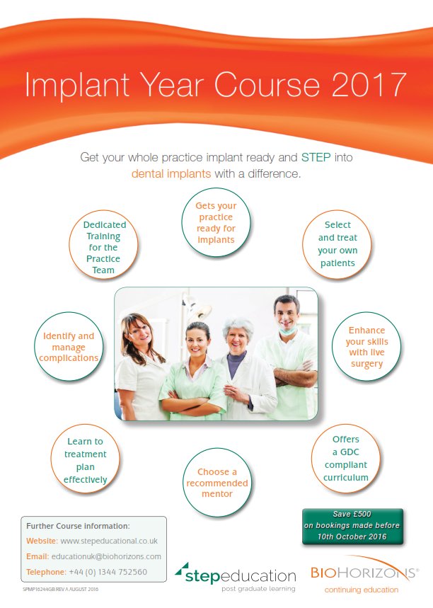 We're proud to sponsor the STEPeducation Implant Year Course 2017. An implant course aimed at the whole dental team.
ow.ly/RFap305bfUk