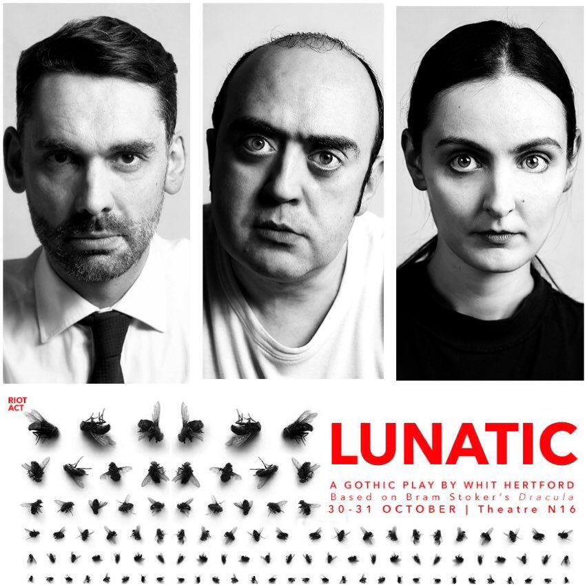 riotacttheatre's tweet photo. LUNATIC a nü goth psycho thrilr by @whithertford 30-31OCT @TheatreN16 TIX https://t.co/B2fbgcu5sk https://t.co/EuTplfZYCO #themasteriscoming https://t.co/cDzCVCbkKb