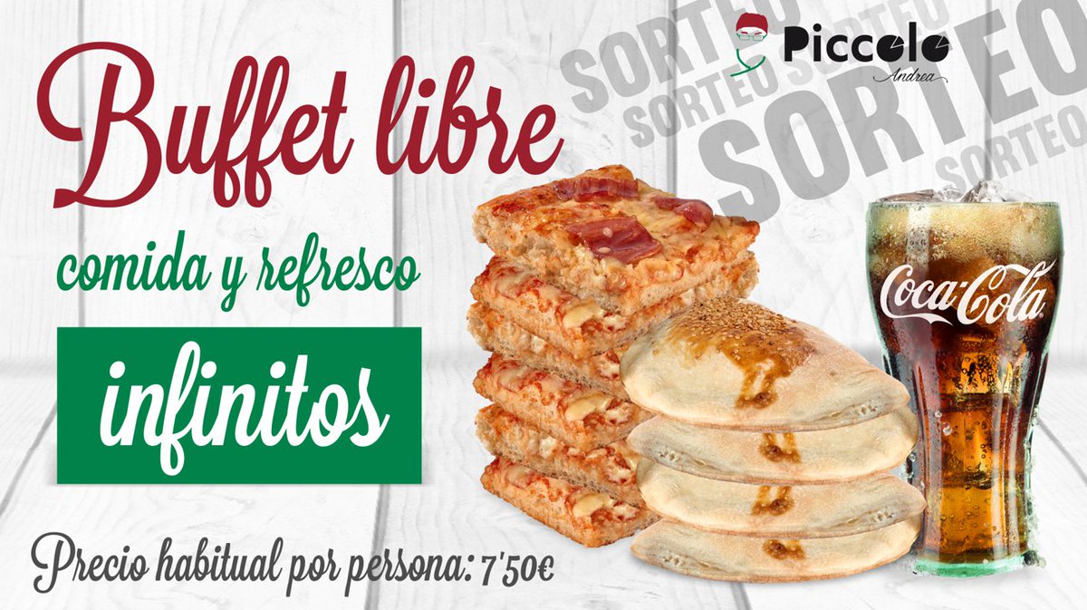 YAA!! #SORTEO!! Haz RT y síguenos. Buffet libre GRATIS para dos de comida y bebida! Una buena experiencia, y gratis. Sorteo hasta las 23.00!