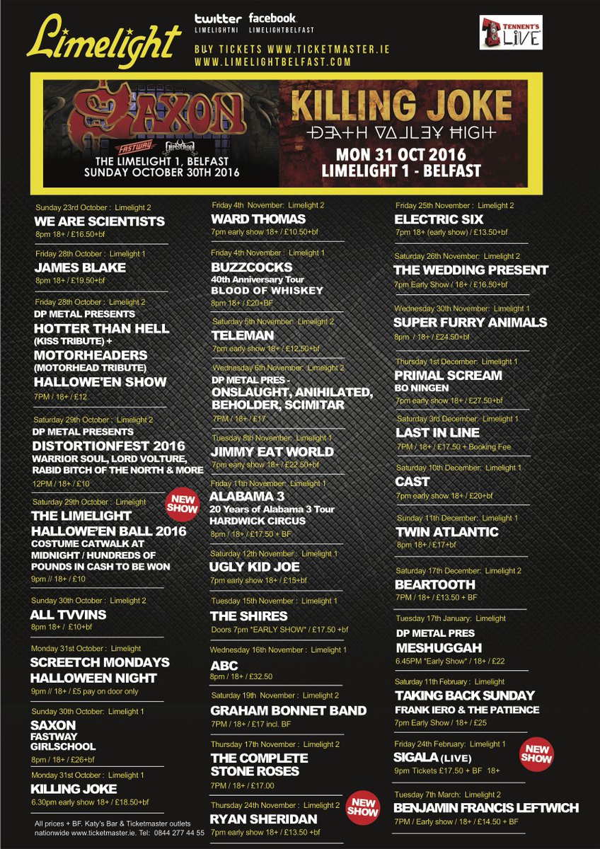 .<a href="/LimelightNI/">Limelight Belfast</a> listings competition!
RT, FOLLOW US + reply with which gig you'd love to go to &amp; you could WIN a pair of tickets! Drawn on Fri