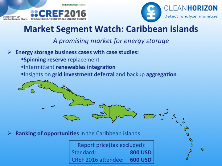 CleanHorizon's tweet photo. #EnergyStorage is key to integrate #renewables in the Caribbean, let us bring you up to speed! #CREF2016 https://t.co/ckaiv77PdM https://t.co/JSXp6AZCiG