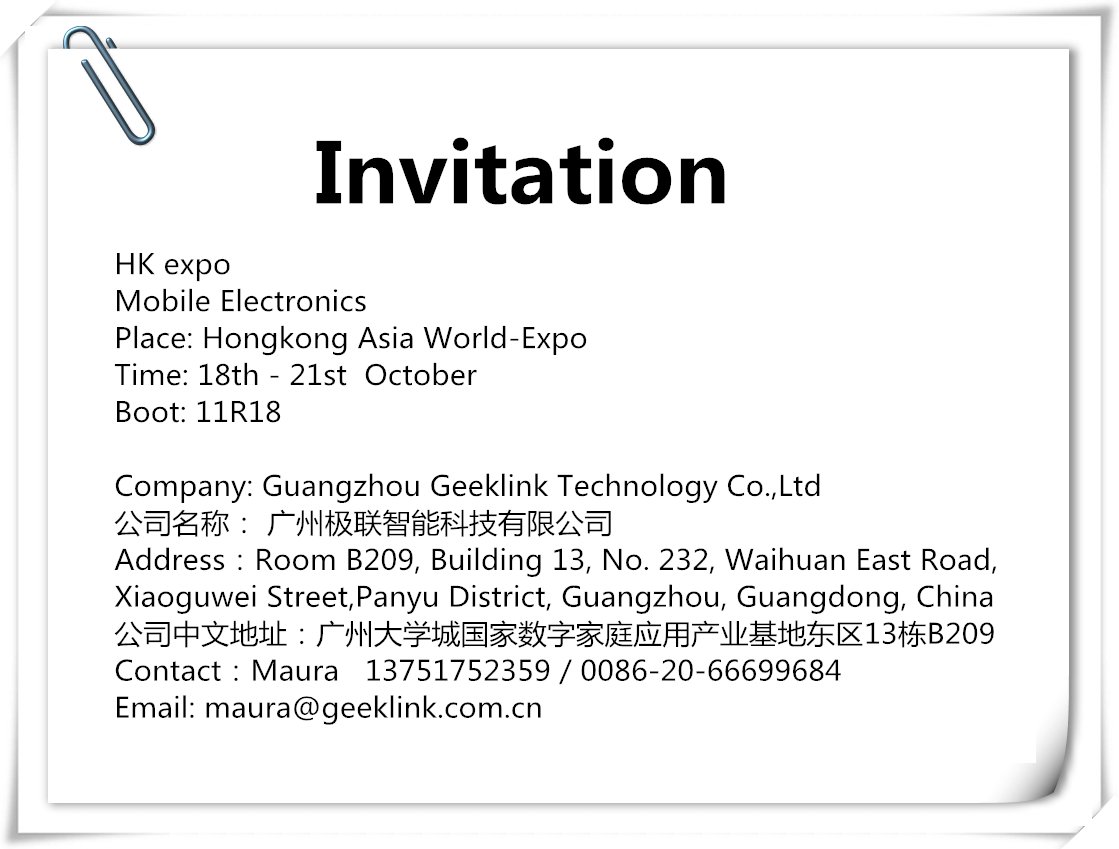 GeeklinkSmart's tweet photo. Geeklink at HK expo ,  18th -21st, October, Booth : 11R18  , Welcome to visit . https://t.co/at4ooyMQHz