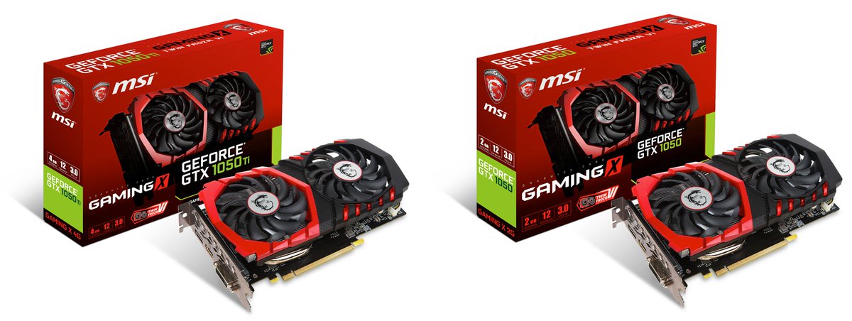 msiUSA's tweet image. Silent and deadly. The MSI GeForce® GTX 1050 Ti and GeForce® GTX 1050 lineup make an appearance. Snatch yours soon.